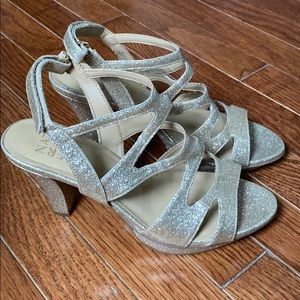 GOLD sparkly naturalized Strappy heel size 8